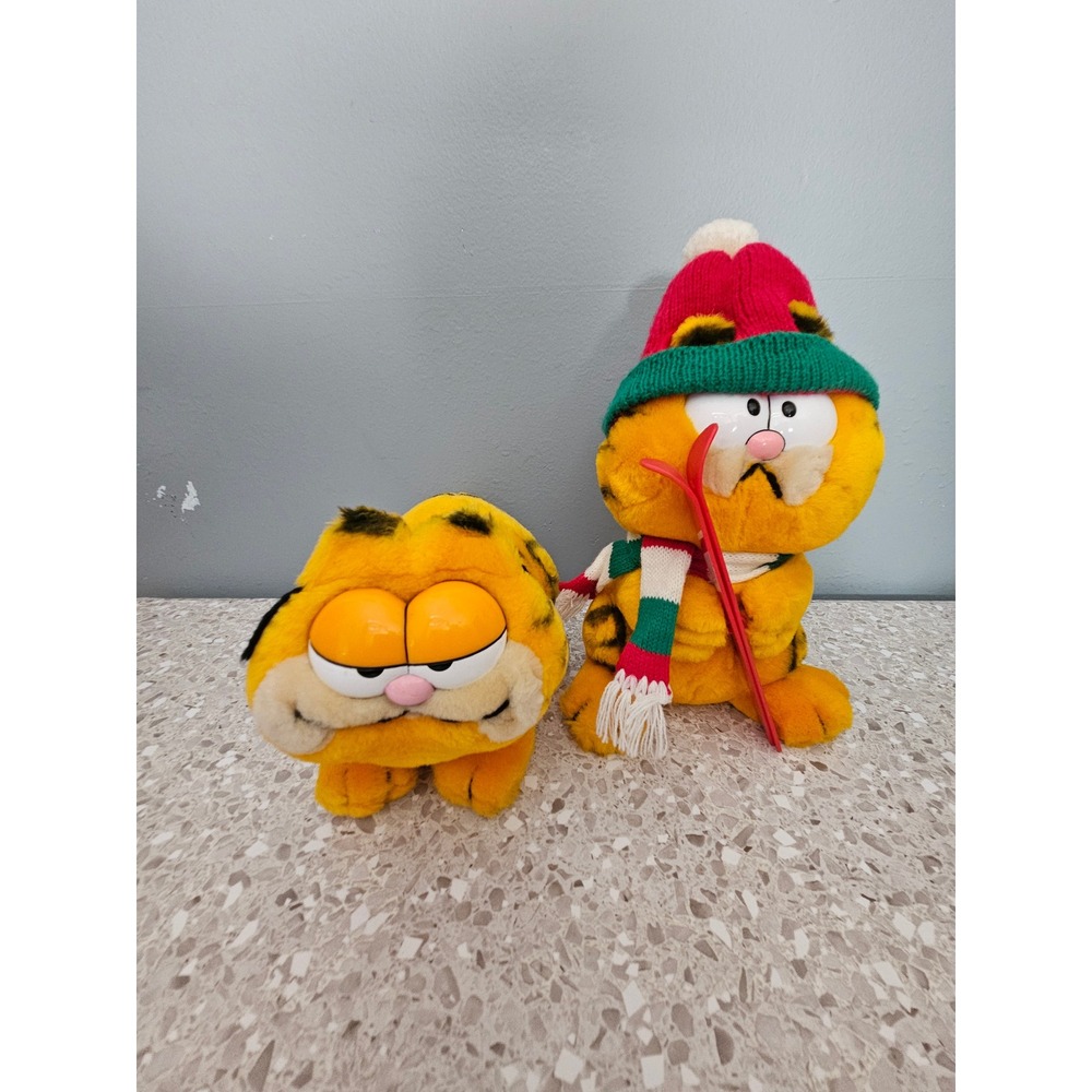 Dakin Garfield Plush Orange Vintage 1981 Winter Skiing Set of 2